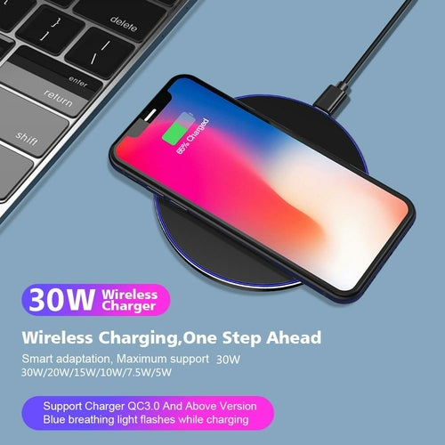 Dragon W9 30W Kablosuz Şarj Pedi — iPhone 15 & Samsung Uyumlu